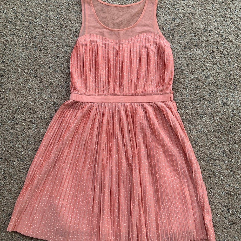 Lauren Conrad Pink Polka Dot Pleated Dress